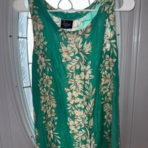 Green Floral Sleeveless Top